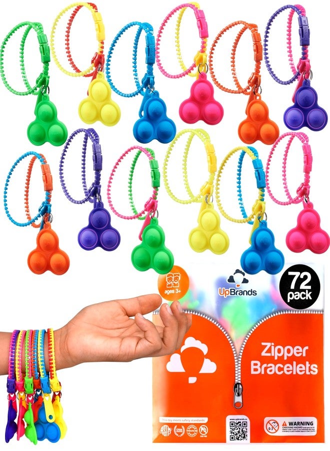 UpBrands 72 Fidget Party Favors for Kids Upgraded Zipper Pop-it Bracelets, ADHD Fidget Toys Poppers, Gifts for Kids Bulk Kit for Birthday Party, Easter Egg & Pinata Fillers - Image 1